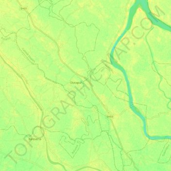 Topografische kaart Olatapur, hoogte, reliëf