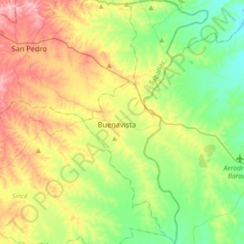 Topografische kaart Buenavista, hoogte, reliëf