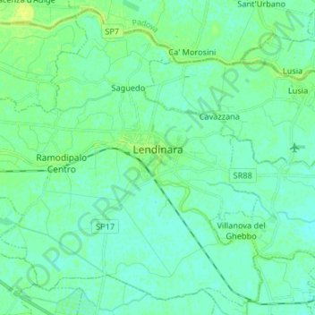 Topografische kaart Lendinara, hoogte, reliëf