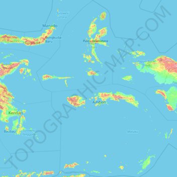 Topografische kaart Maluku, hoogte, reliëf