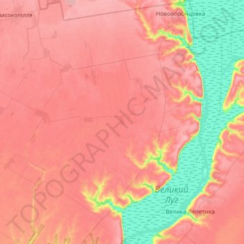 Topografische kaart Нововоронцовский район, hoogte, reliëf