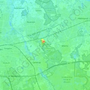 Topografische kaart Eindhovensch Kanaal, hoogte, reliëf