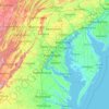 Topografische kaart Maryland, hoogte, reliëf