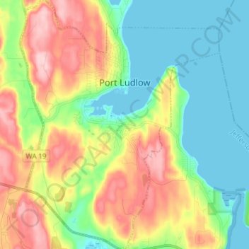 Topografische kaart Port Ludlow, hoogte, reliëf