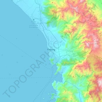 Topografische kaart Padang, hoogte, reliëf