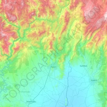 Topografische kaart Kozan, hoogte, reliëf