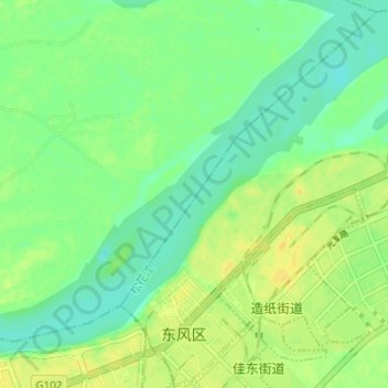 Topografische kaart Jianguo Subdistrict, hoogte, reliëf