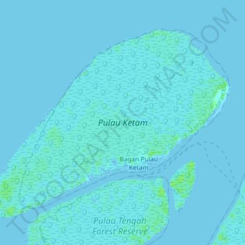Topografische kaart Pulau Ketam, hoogte, reliëf