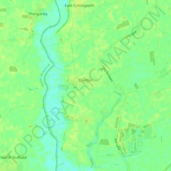 Topografische kaart Ellerton, hoogte, reliëf