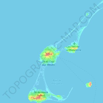 Topografische kaart Les Îles-de-la-Madeleine, hoogte, reliëf