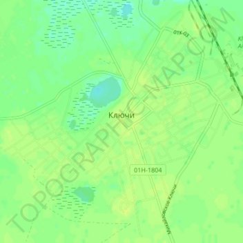 Topografische kaart Klyuchi, hoogte, reliëf
