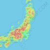 Topografische kaart Honshu, hoogte, reliëf