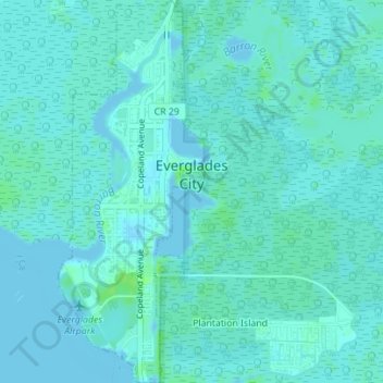 Topografische kaart Everglades City, hoogte, reliëf