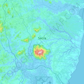 Topografische kaart Serra, hoogte, reliëf