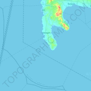 Topografische kaart Calatagan, hoogte, reliëf