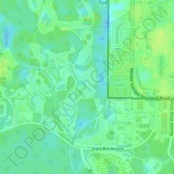 Topografische kaart Golden Oak, hoogte, reliëf