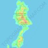 Topografische kaart Karakelong Island, hoogte, reliëf