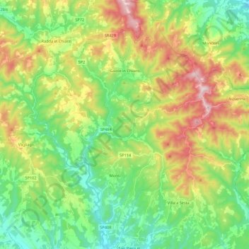 Topografische kaart Gaiole in Chianti, hoogte, reliëf