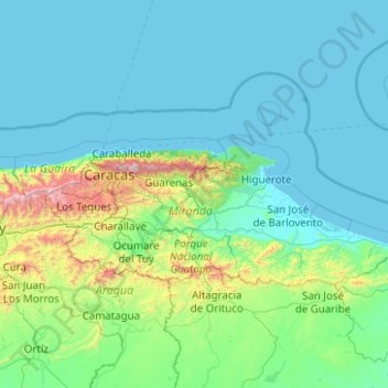 Topografische kaart Región Capital, hoogte, reliëf