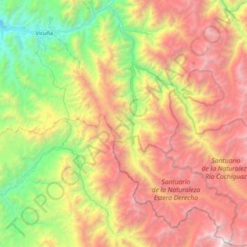 Topografische kaart Paihuano, hoogte, reliëf