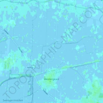 Topografische kaart Westergeast, hoogte, reliëf