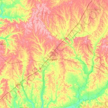 Topografische kaart Conecuh County, hoogte, reliëf