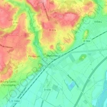 Topografische kaart Meximieux, hoogte, reliëf