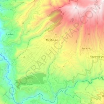 Topografische kaart Malchingui, hoogte, reliëf