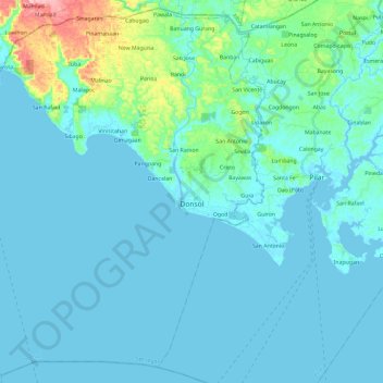 Topografische kaart Donsol, hoogte, reliëf