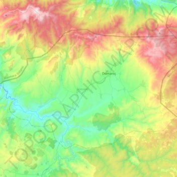 Topografische kaart Domaniç, hoogte, reliëf