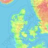Topografische kaart Denemarken, hoogte, reliëf