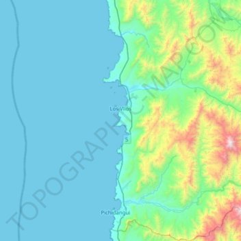 Topografische kaart Los Vilos, hoogte, reliëf