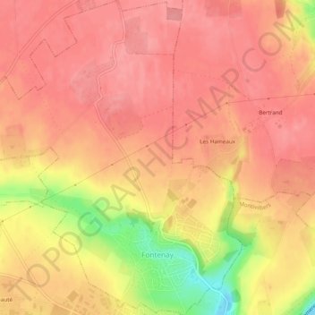 Topografische kaart Fontenay, hoogte, reliëf