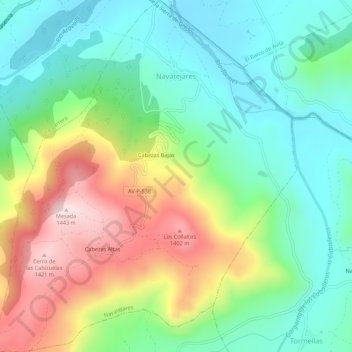 Topografische kaart Navatejares, hoogte, reliëf
