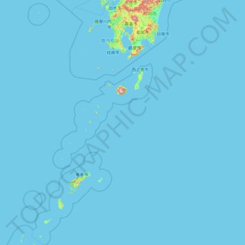 Topografische kaart 鹿児島県, hoogte, reliëf