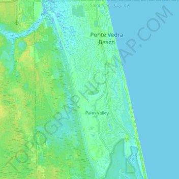 Topografische kaart Palm Valley, hoogte, reliëf