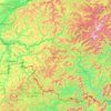 Topografische kaart Arrondissement du Palatinat-Sud-Ouest, hoogte, reliëf