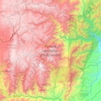 Topografische kaart Parque Nacional Llanganates, hoogte, reliëf