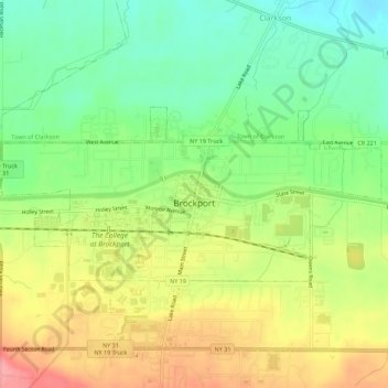 Topografische kaart Village of Brockport, hoogte, reliëf