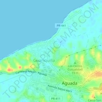 Topografische kaart Guaniquilla, hoogte, reliëf