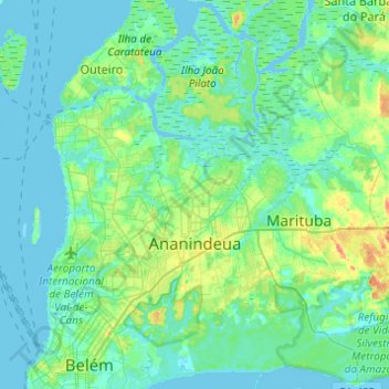 Topografische kaart Ananindeua, hoogte, reliëf