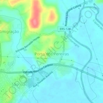 Topografische kaart Porto dos Pereiras, hoogte, reliëf