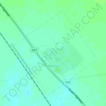 Topografische kaart Marla, hoogte, reliëf