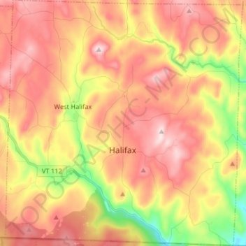 Topografische kaart Halifax, hoogte, reliëf