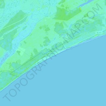 Topografische kaart Reserva Biológica de Comboios, hoogte, reliëf