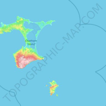 Topografische kaart Chatham Islands, hoogte, reliëf