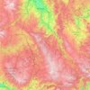 Topografische kaart Margeride, hoogte, reliëf