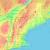 Topografische kaart New England, hoogte, reliëf