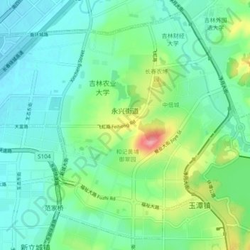 Topografische kaart Yongxing Subdistrict, hoogte, reliëf