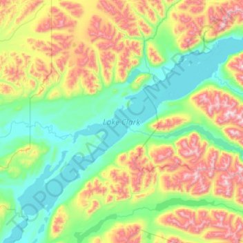 Topografische kaart Lake Clark, hoogte, reliëf